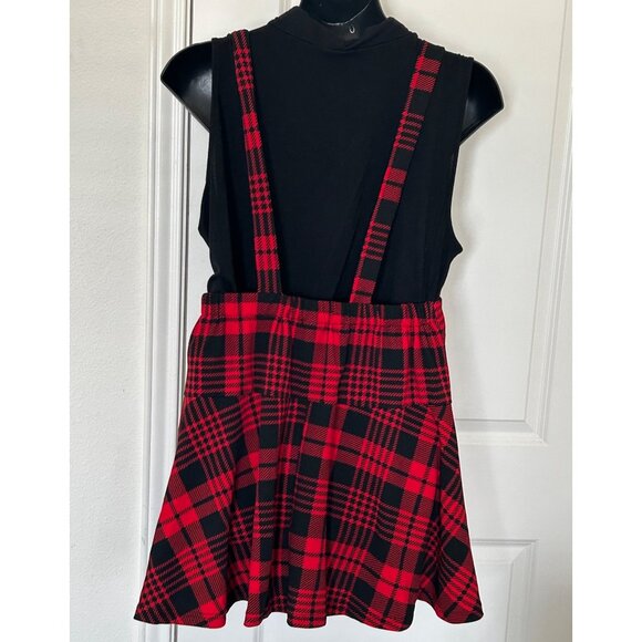 Red & Black Plaid Suspender Skirt Shein Curve OXL - Picture 3 of 6